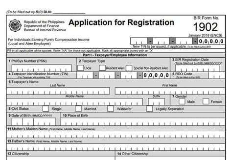 How To Register as a New Taxpayer With BIR Form .